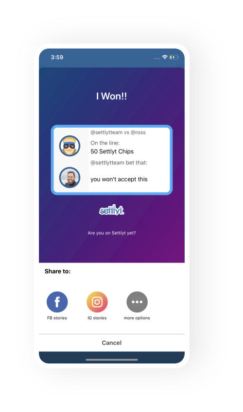 share won screen settlyt