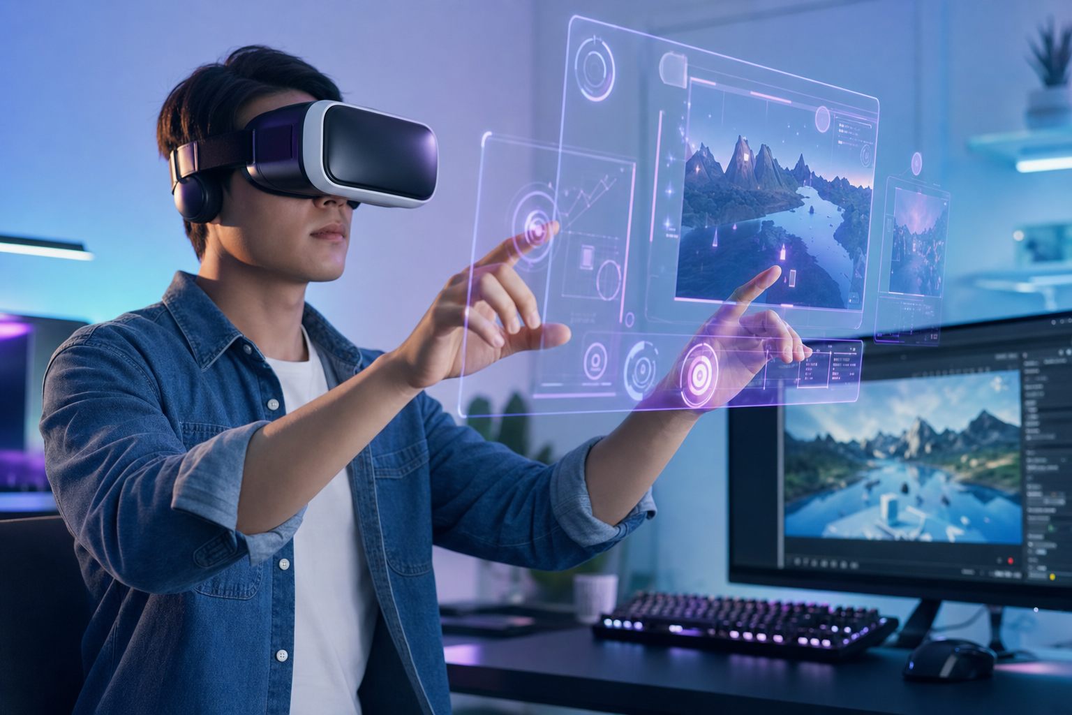 VR app developer building an immersive virtual reality experience in a game engine At OSDY LLC